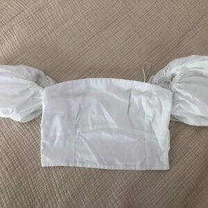 Abercrombie & Fitch White Puff Sleeve Off the Shoulder Top